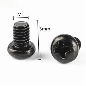 Viti giocattolo piccole in zinco nero a testa tonda