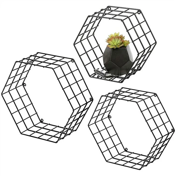 Mensole a parete geometriche galleggianti a nido d'ape esagonali